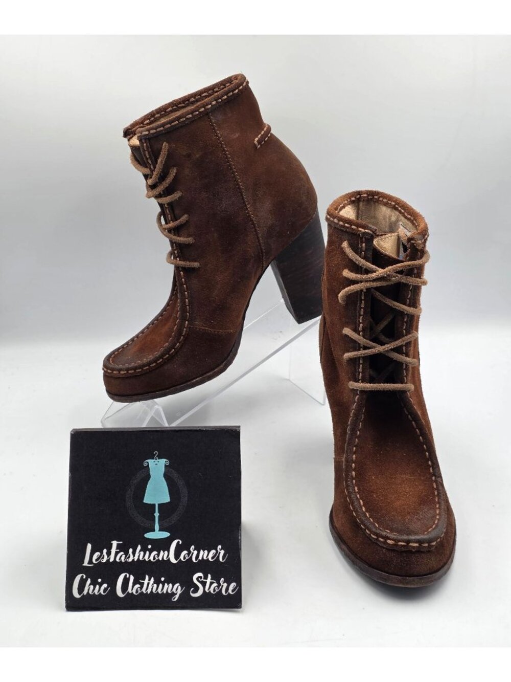 Frye Women's Brown Suede Leather Parker Moc Lace-Up Ankle Boots Sz 7 3942